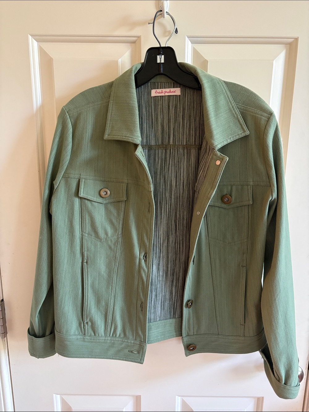 Women’s Fresh Produce Green Utility Jean Jacket NWOT